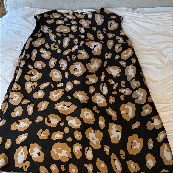 Ann Mashburn Thick Leopard Print Sleeveless Shift Dress L Silk blend lined - Picture 1 of 11